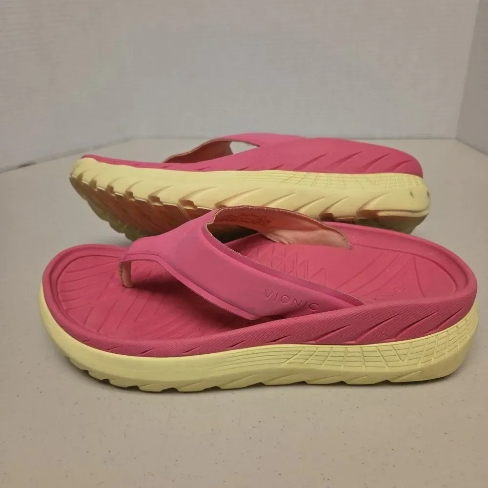 Vionic Sandals Womens Size 8 Pink Open Toe Thong Flip Flop Restore Summer